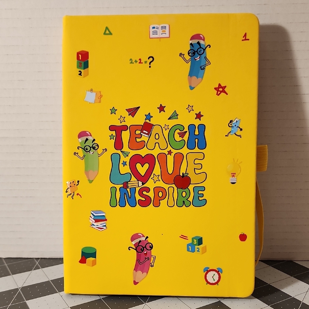Yellow 'Teach Love Inspire' Notebook and Pen Set